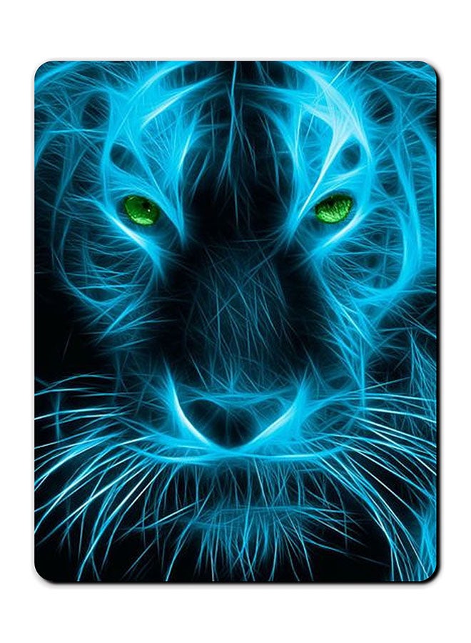 Blue Line Lion Smooth Surface Printed Anti-Slip Mousepad Multicolour