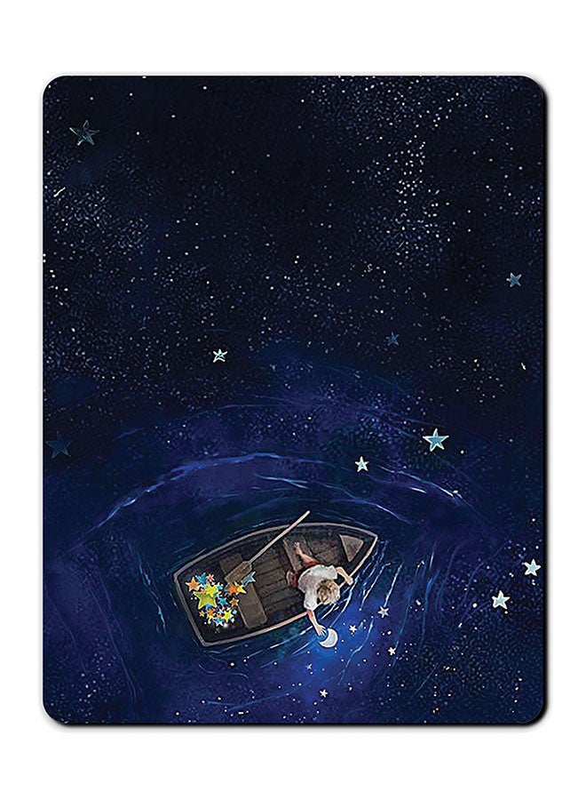 Boy Touching Moon Smooth Surface Printed Anti-Slip Mousepad Multicolour