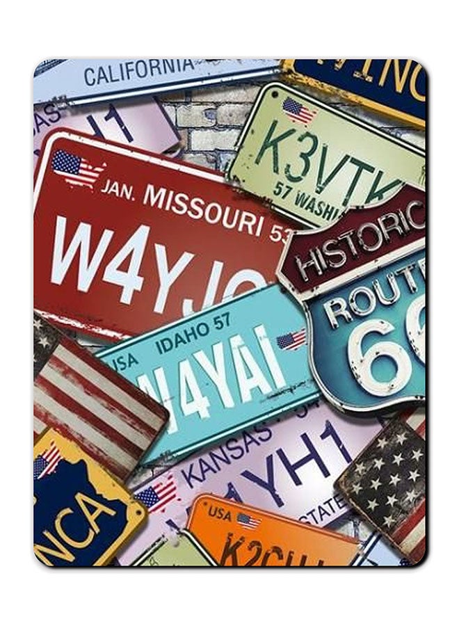 Theodor Car Number Plate Printed Anti-Slip Mousepad Multicolour