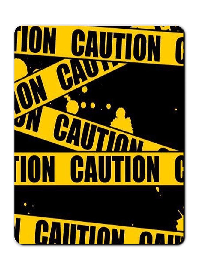 Theodor Caution Printed Anti-Slip Mousepad Black/Yellow