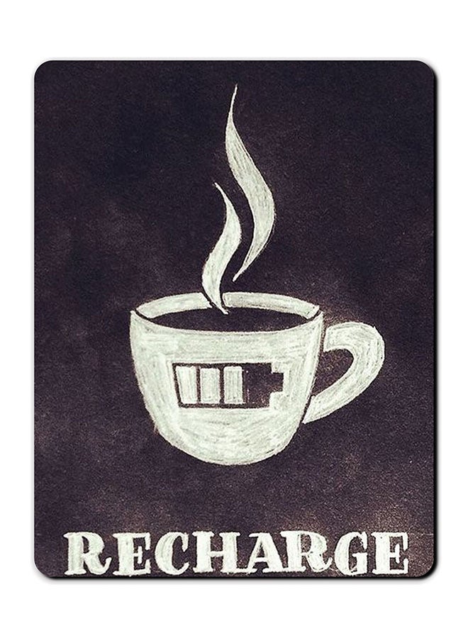Theodor Coffee Recharge Printed Anti Slip Mousepad Black/White