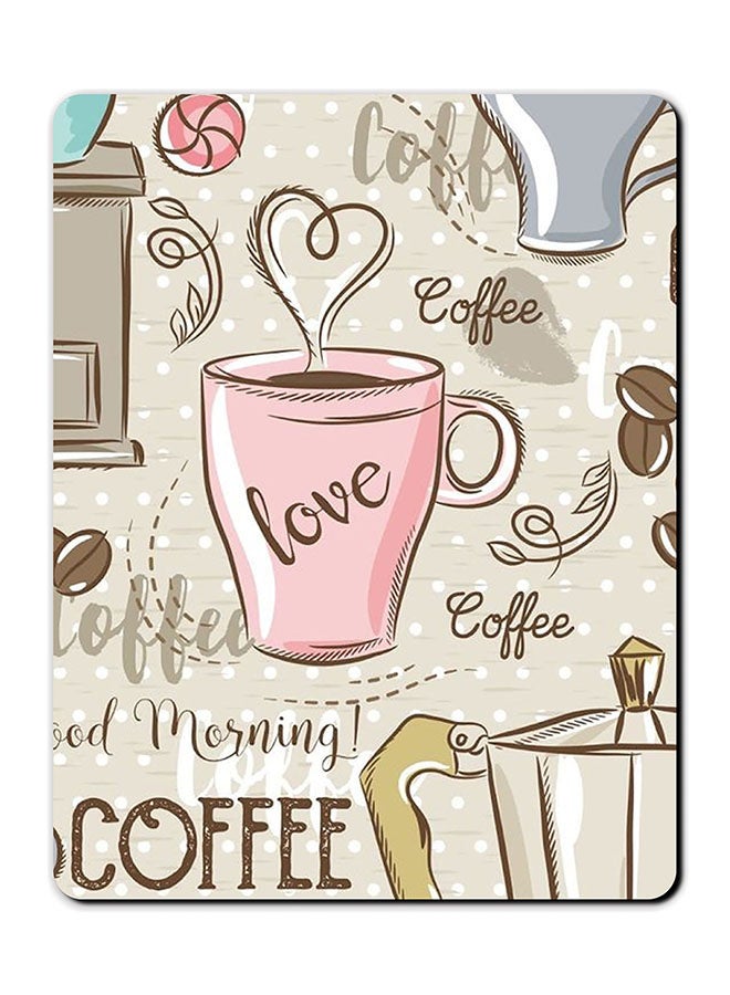لوحة ماوس مضادة للانزلاق مطبوعة برسومات مبتكرة للقهوة. منتج متعدد الألوان