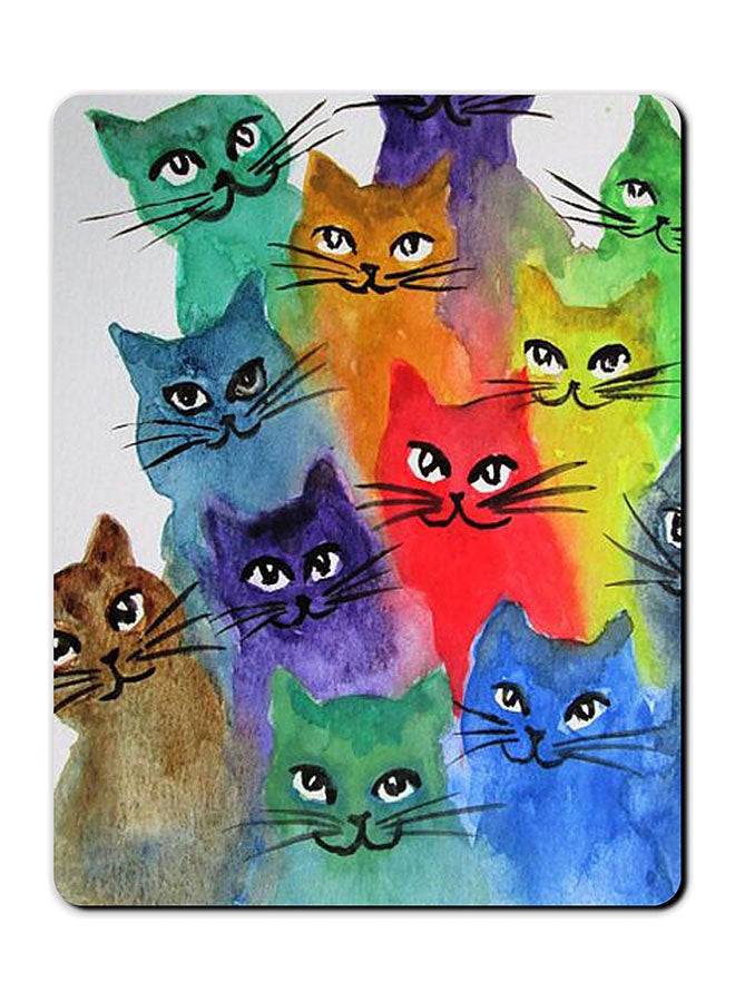 Theodor Colorful Cats Printed Anti-Slip Mousepad Multicolour