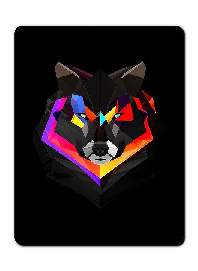 لوحة ماوس مضادة للانزلاق بطبعة ذئب ملون متعدد الألوان