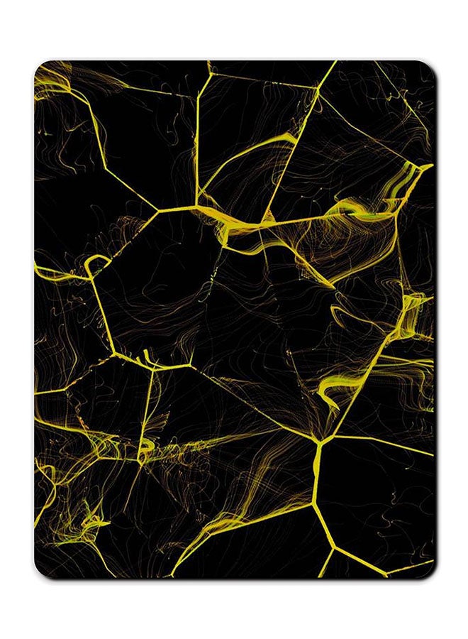 ثيودور لوحة ماوس مضادة للانزلاق مزينة بطبعة رخامية بنمط متصدع. أسود/أصفر.