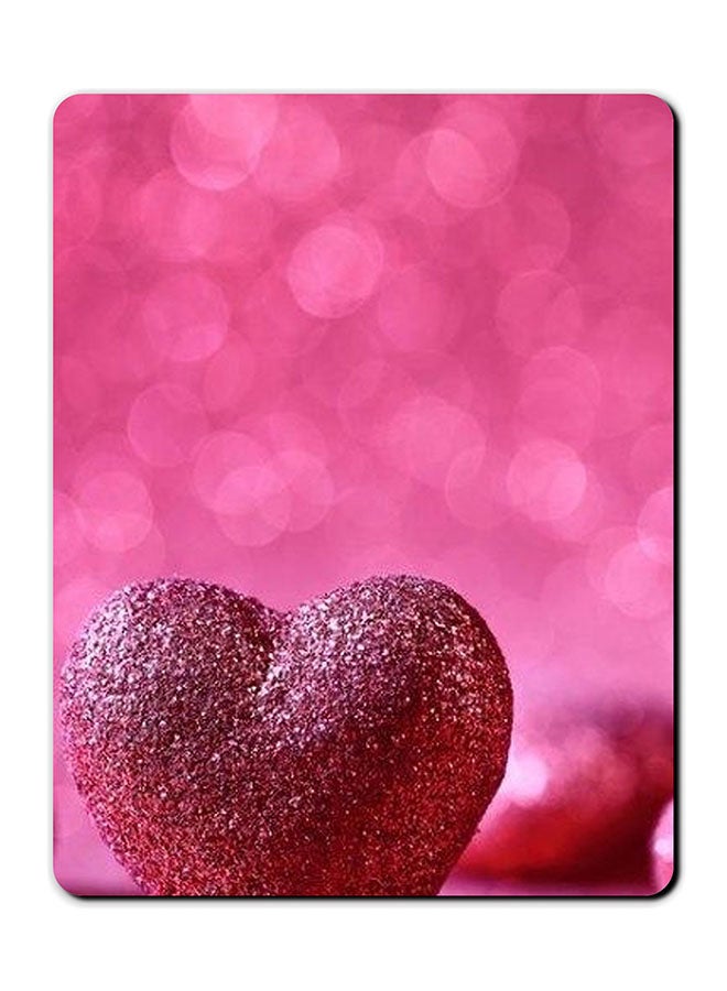 Theodor Glitter Heart Printed Anti-Slip Mousepad Pink