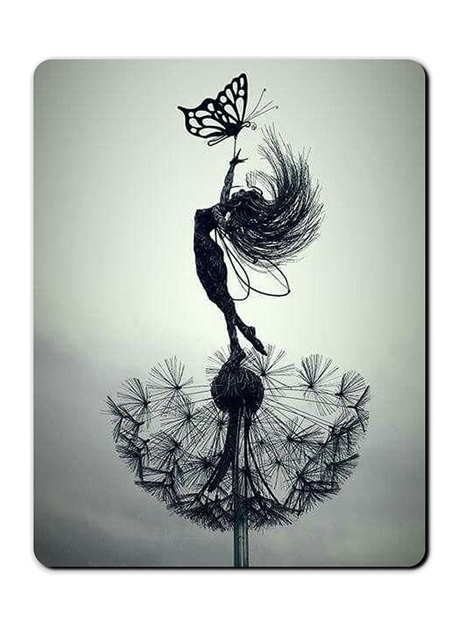 Theodor Girl And Butterfluy Printed Anti-Slip Mousepad Multicolour