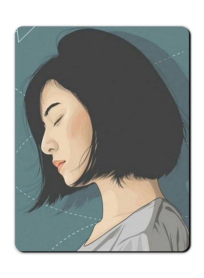 ثيودور لوحة ماوس مضادة للانزلاق بطبعة صورة عيون فتاة تغمض متعدد الألوان