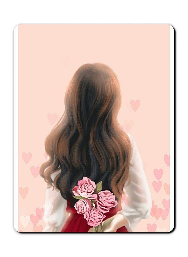 Theodor Girl Hiding Flowers Design Mousepad Multicolour - Image 1