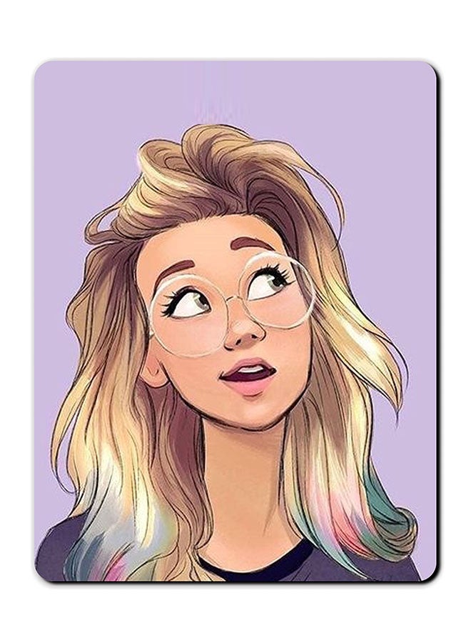 Theodor Glasses Cute Girl Design Printed Mousepad Multicolour - Image 1