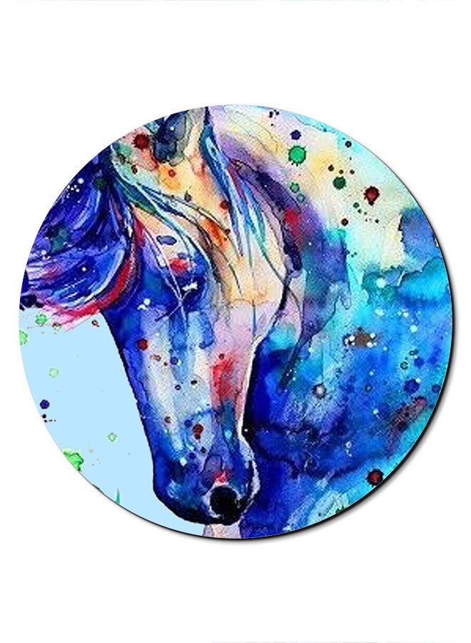 Theodor Horse Printed Anti-Slip Mousepad Blue/Yellow/Red - Image 1