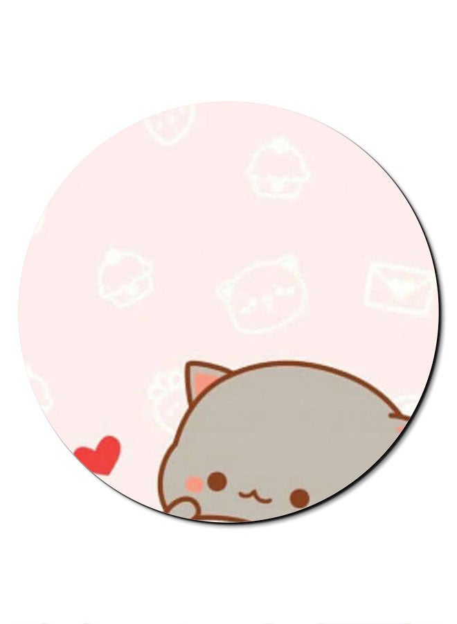 Theodor Bear Printed Anti-Slip Mousepad Pink/Grey/Red - Image 1