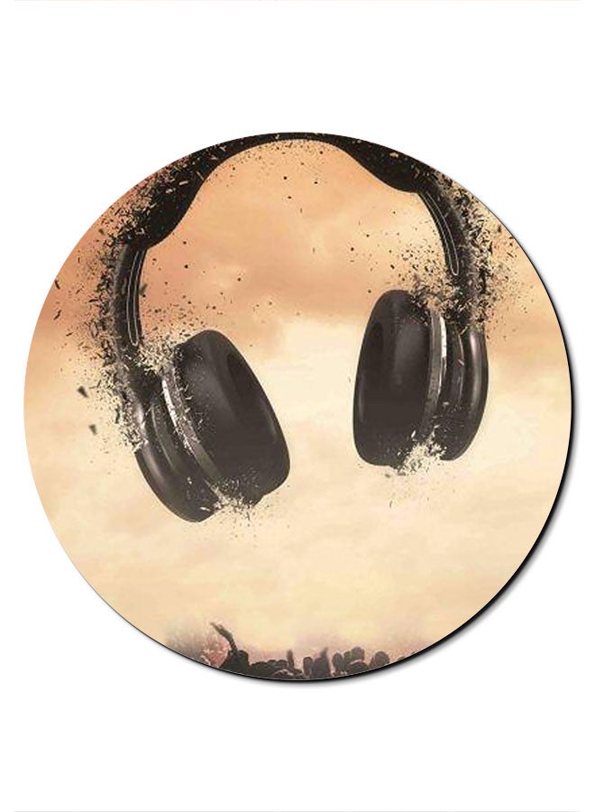 Theodor Headphone Themed Mousepad Beige/Black - Image 1