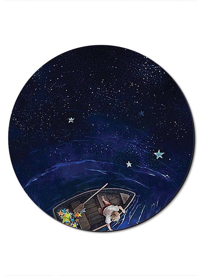 Theodor Boy Touching Moon Printed Smooth Anti-Slip Mousepad Blue/Grey/Green - Image 1