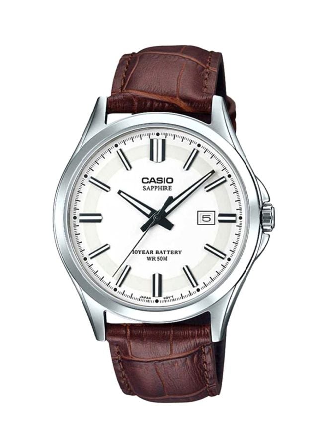 CASIO Men's Leather Analog Watch MTS-100L-7AVDF - 47 mm - Brown  - Image 1