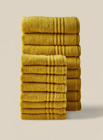 Noon East 16 Piece Bathroom Towel Set - 500 GSM 100% Cotton Premium Quality - 8 Hand Towel - 8 Face Towel - Highly Absorbent - Fast Dry Gold