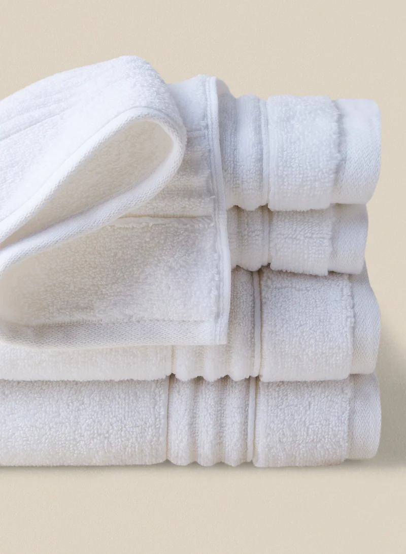 Noon East 16 Piece Bathroom Towel Set - 500 GSM 100% Cotton - 8 Hand Towel - 8 Face Towel - White Color - Highly Absorbent - Fast Dry White
