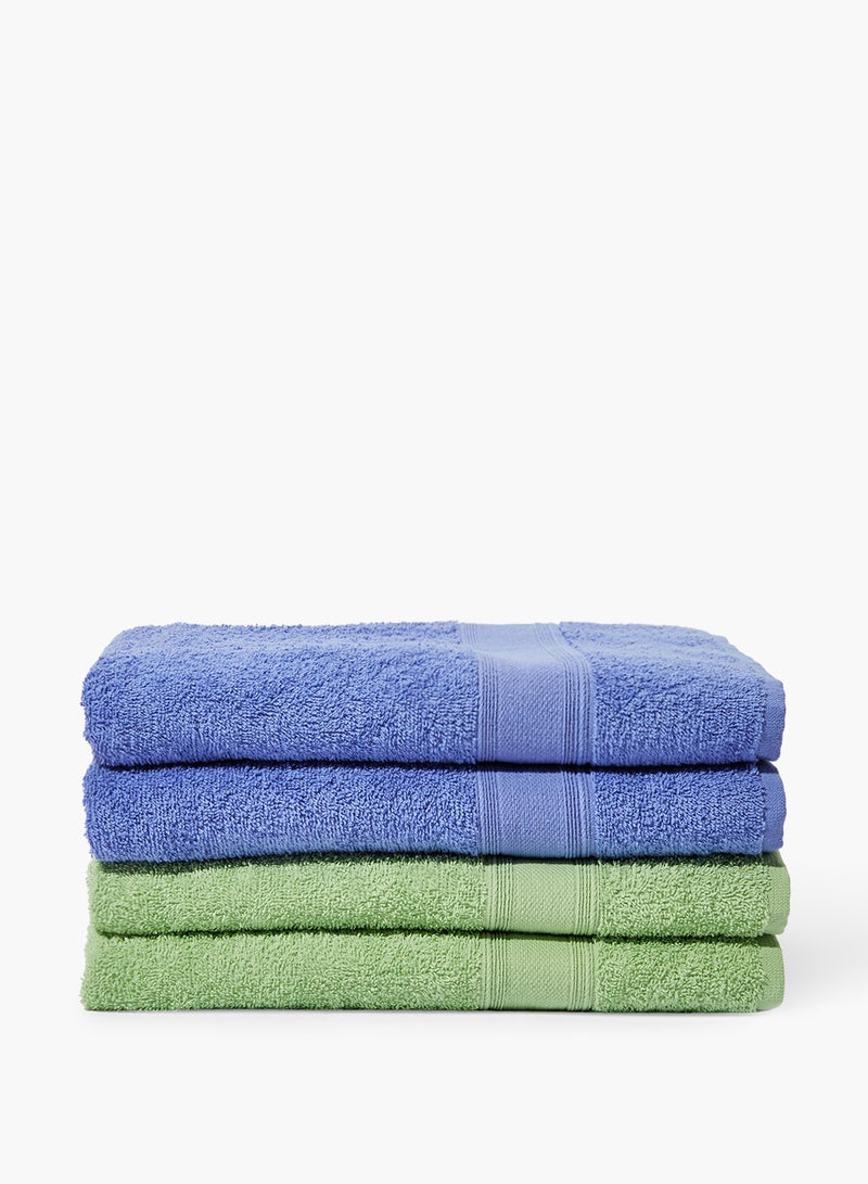 4 Piece Bathroom Towel Set - 400 GSM 100% Cotton Terry - 4 Bath Towel - Multicolor Periwinkle/Apple Color -Quick Dry - Super Absorbent Periwinkle/Apple 67 x 137cm - v1623328782/N43754170A_1