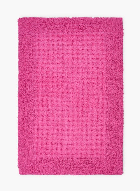 Bath Mat - 100% Cotton 1720 GSM - Home Essential Bathroom Mat Reversible Fuchsia 50 x 80cm