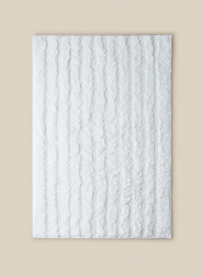 Noon East Bath Mat - 100% Cotton 1370 GSM - Pure Home Infinity Bathroom Mat - Anti-Slip Backing White 40 x 60cm