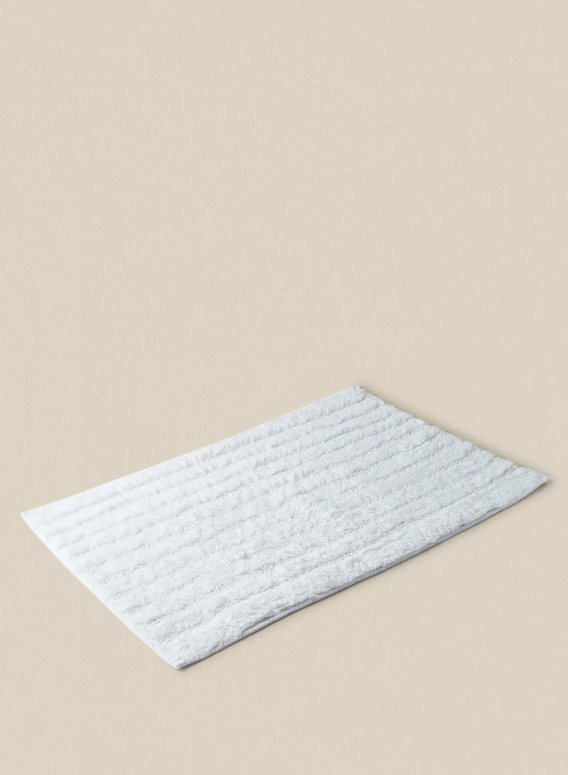 Noon East Bath Mat - 100% Cotton 1370 GSM - Pure Home Infinity Bathroom Mat - Anti-Slip Backing White 40 x 60cm