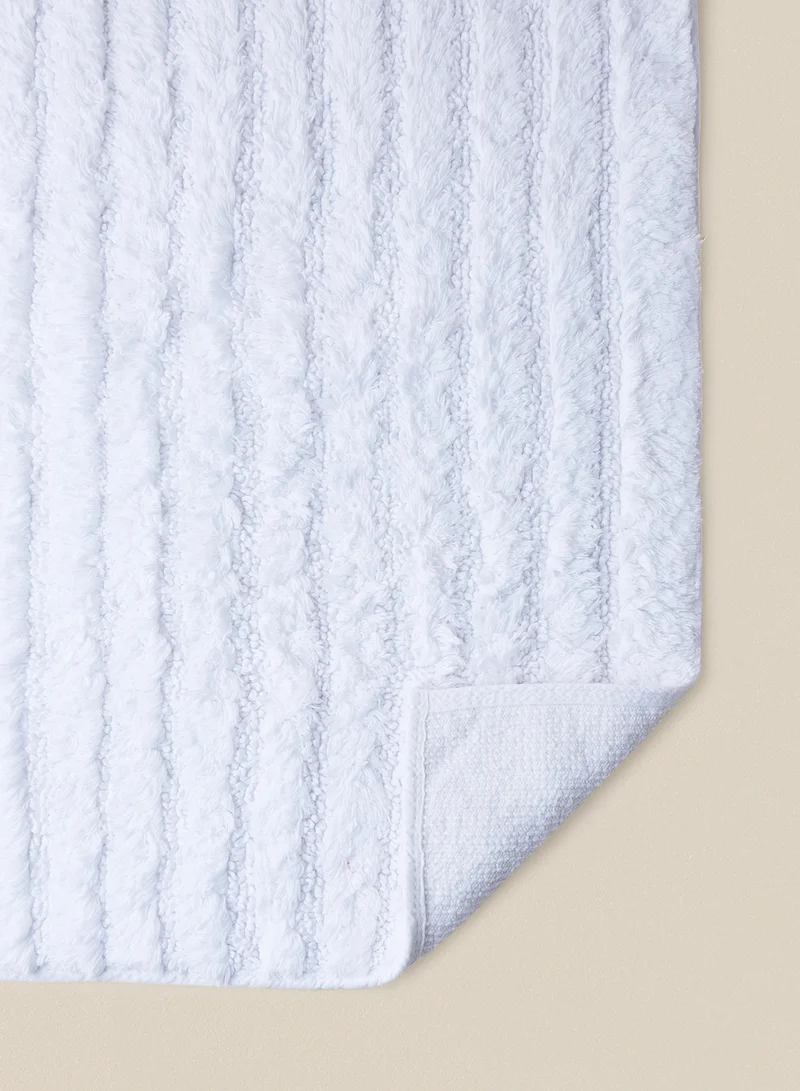 Noon East Bath Mat - 100% Cotton 1370 GSM - Pure Home Infinity Bathroom Mat - Anti-Slip Backing White 40 x 60cm