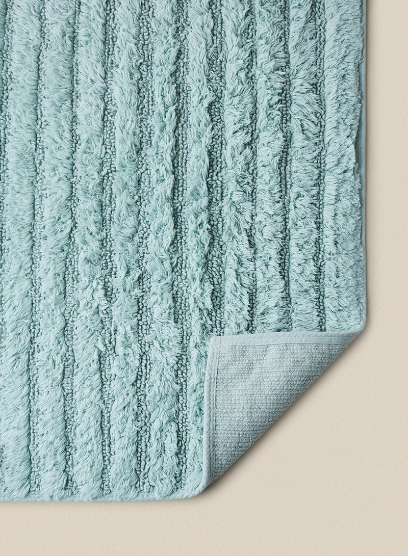 Noon East Bath Mat - 100% Cotton 1370 GSM - Pure Home Infinity Bathroom Mat Anti-Slip Backing Aqua 50 x 80cm