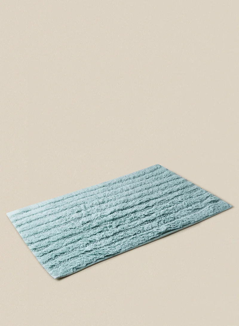 Noon East Bath Mat - 100% Cotton 1370 GSM - Pure Home Infinity Bathroom Mat Anti-Slip Backing Aqua 50 x 80cm