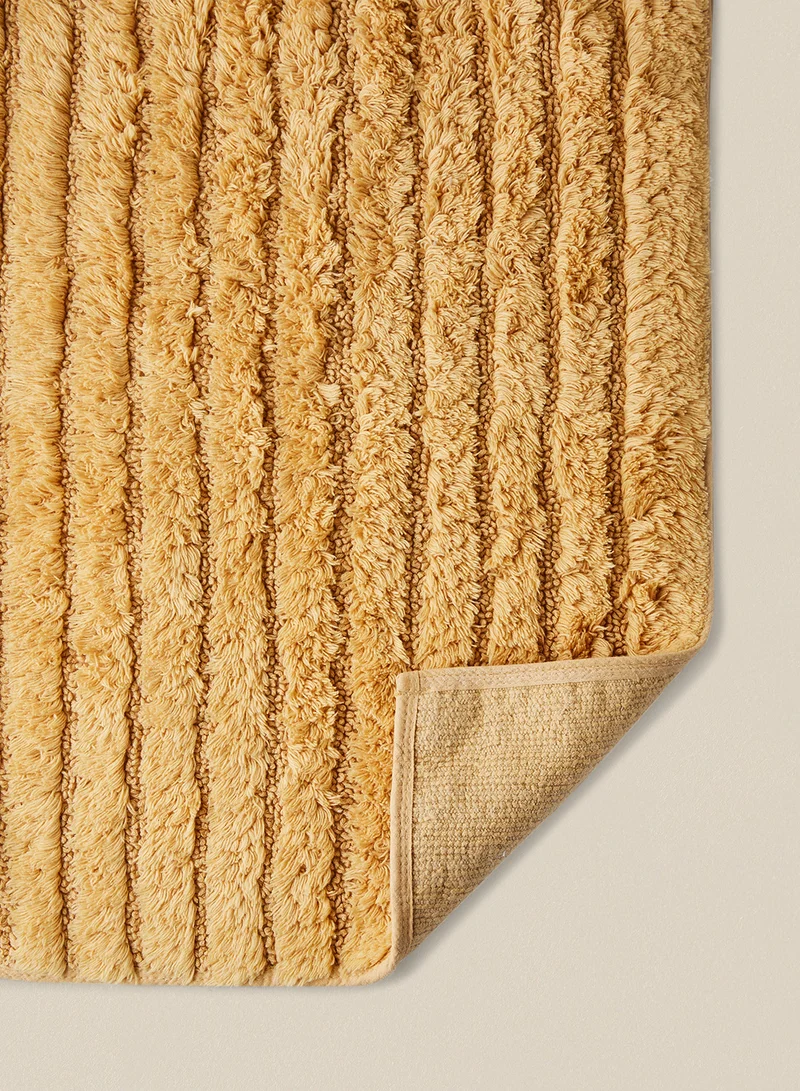 Noon East Bath Mat - 100% Cotton 1370 GSM - Pure Home Infinity Bathroom Mat Anti-Slip Backing Gold 50 x 80cm