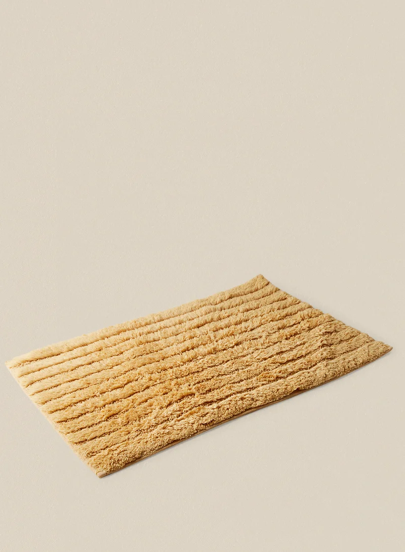 Noon East Bath Mat - 100% Cotton 1370 GSM - Pure Home Infinity Bathroom Mat Anti-Slip Backing Gold 50 x 80cm