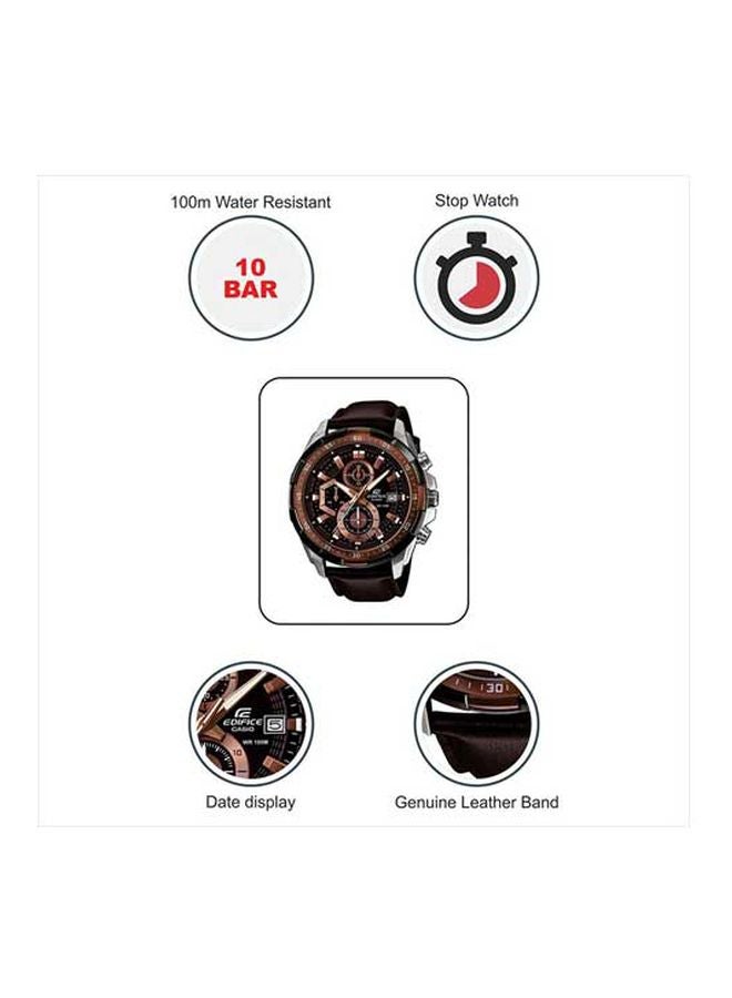 كاسيو ساعة يد كرونوغراف بسوار من الجلد طراز EFR-539L-5AVUEF - مقاس 54 مم - لون بني للرجال - Image 5