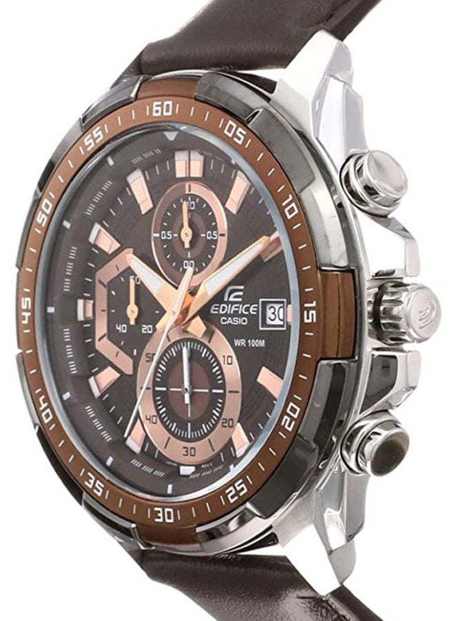 كاسيو ساعة يد كرونوغراف بسوار من الجلد طراز EFR-539L-5AVUEF - مقاس 54 مم - لون بني للرجال - Image 4