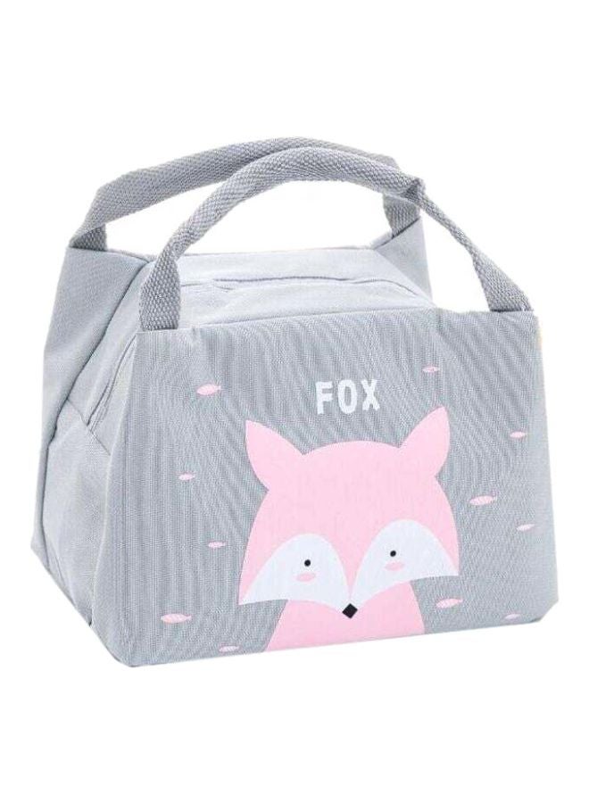 CYTHERIA Printed Insulated Thermal Lunch Bag Grey/Pink 21x17x15cm  - Image 1