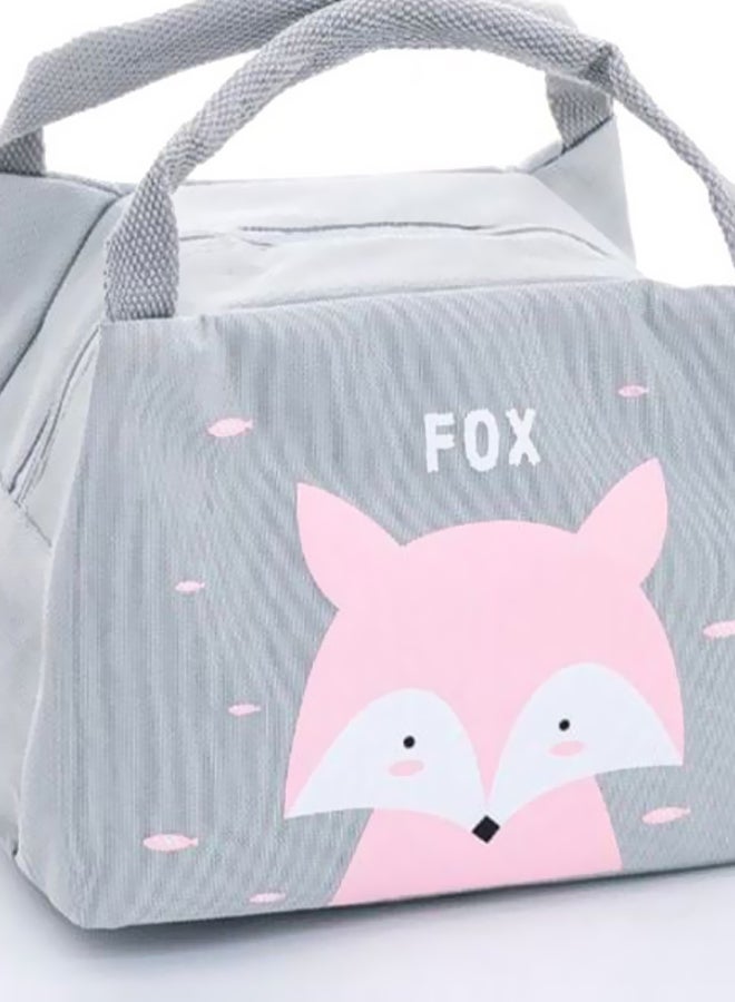 CYTHERIA Printed Insulated Thermal Lunch Bag Grey/Pink 21x17x15cm  - Image 2