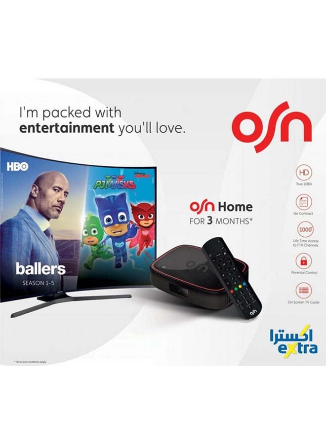 Skyworth - HD Satellite Receiver Set With 3 Month OSN Home Package HDR1000H-3M Black - Image 1