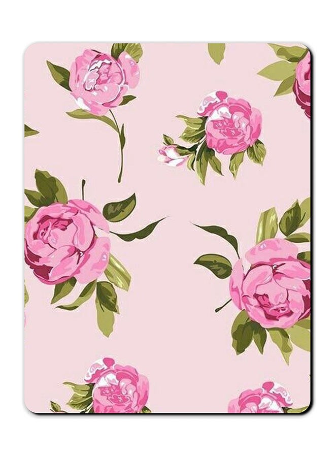 Theodor Hand Painting Pink Flower Printed Anti Slip Mousepad Multicolour - Image 1