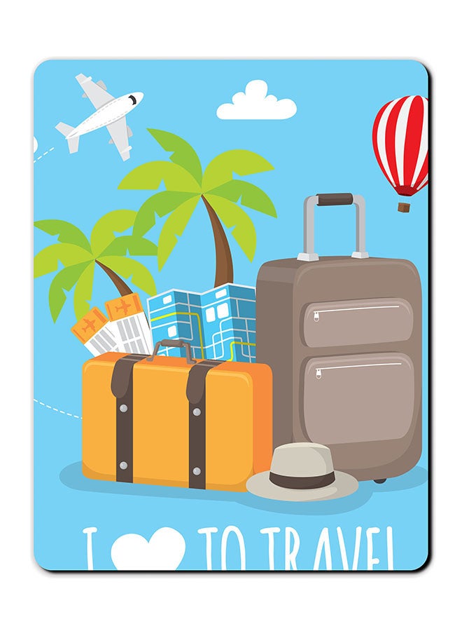 Theodor I Love Travel Printed Anti-Slip Mousepad Multicolour