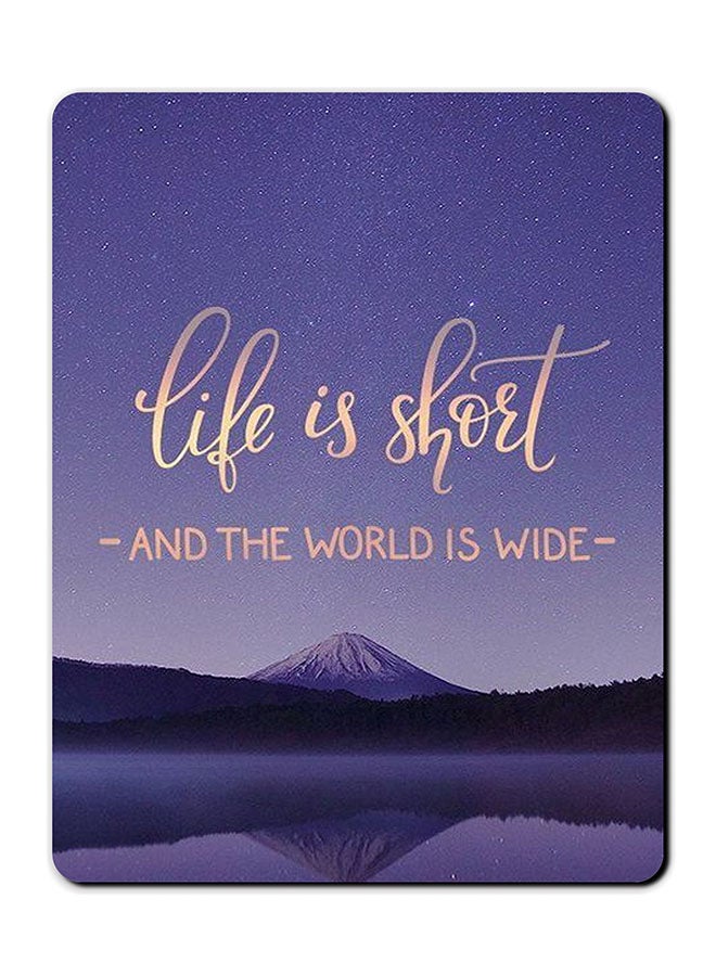 Theodor Life Is Short Printed Anti-Slip Mousepad Purple/Beige/Black - Image 1