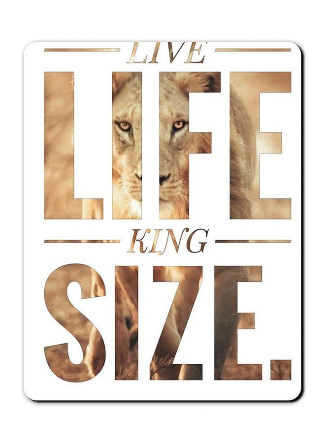 ثيودور لوحة ماوس مضادة للانزلاق مطبوعة بعبارة "Live Life King Size" أبيض/ بني - Image 1