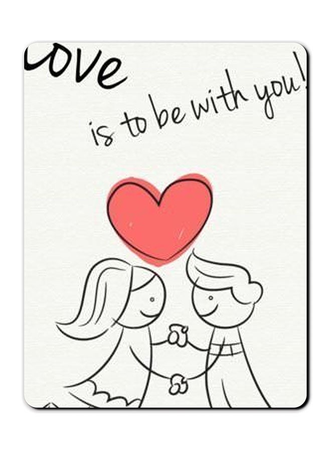 Theodor Love Is To Be With You Printed Anti-Slip Mousepad White/Black/Red - Image 1