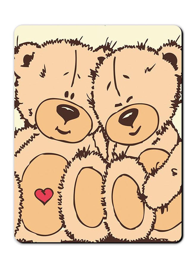 Theodor Love Teddy Bear Printed Anti-Slip Mousepad Beige/Red/Brown - Image 1