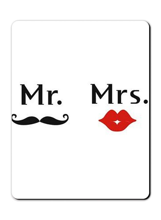 Theodor Mr. and Mrs. Smooth Surface Printed Non-Slip Mousepad White/Red/Black - Image 1