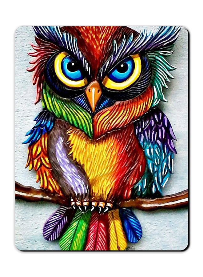 Theodor Owl Paint Printed Anti Slip Mousepad Multicolour