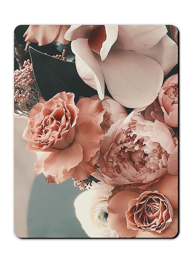 Theodor Peach Roses Printed Anti Slip Mousepad Multicolour