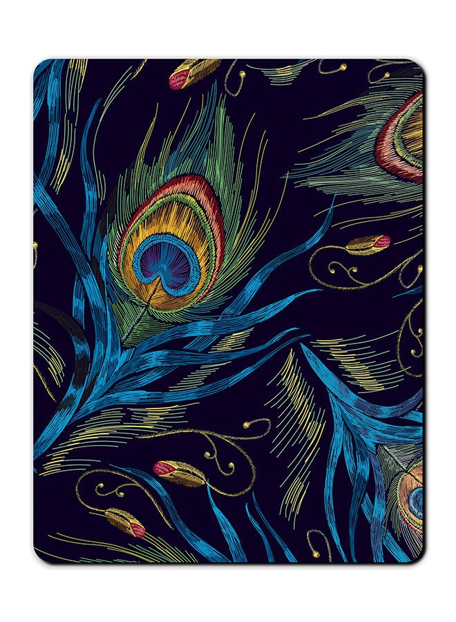 Theodor Peacock Feather Printed Anti Slip Mousepad Multicolour