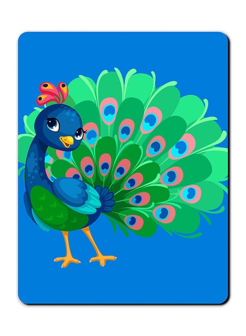 Peacock Printed Anti Slip Mousepad Multicolour