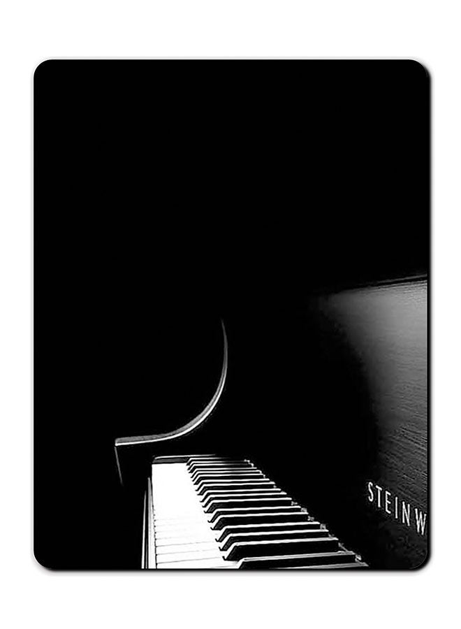 لوحة ماوس مضادة للانزلاق مزينة بطبعة بيانو أسود/ أبيض