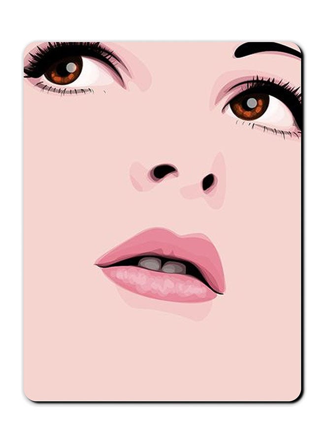 Theodor Girl Face Printed Anti-Slip Mousepad Pink