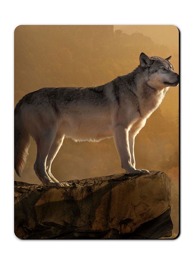 Theodor Real Wolf Printed Anti Slip Mousepad Multicolour