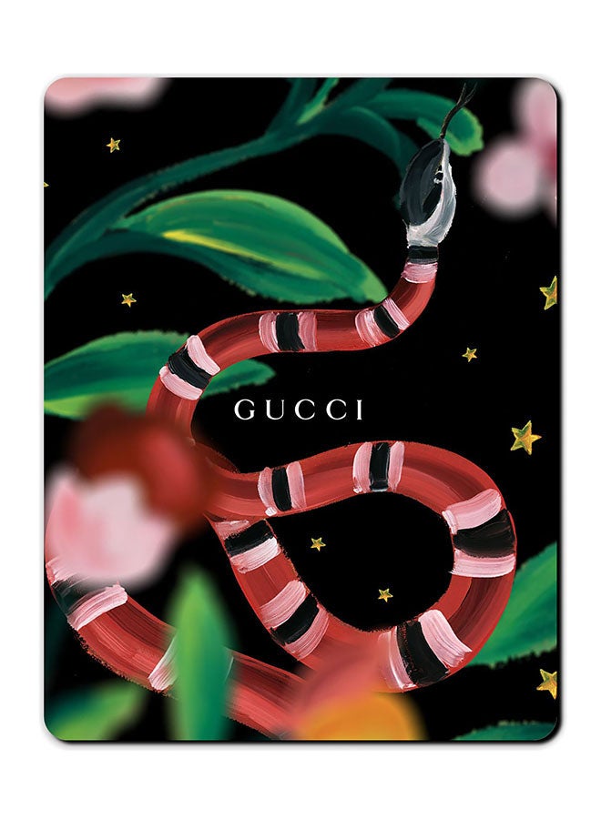 Theodor Red Snake And Leaves Printed Anti Slip Mousepad Multicolour - Image 1